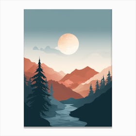 Landscape With Mountains And River Canvas Print