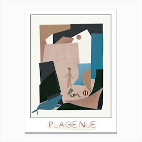 PLAGE NUE - Retro Vintage Pop Art of "Swimming" in Peach, Blue, and Red by "COLT x WILDE"  Canvas Print