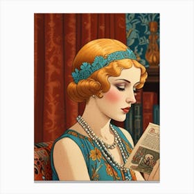 Lady Reading A Book Canvas Print