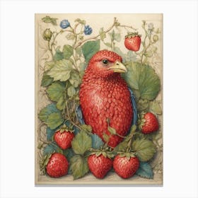 Bird In A Strawberry Field Canvas Print