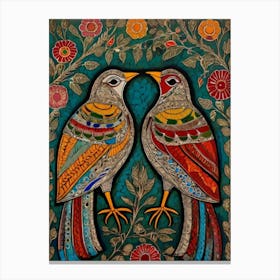 Default Traditional Indian Madhubani Style Painting Of A Birds 1 Canvas Print