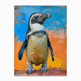 Galapagos Penguin Oamaru Blue Penguin Colony Colour Block Painting 1 Canvas Print