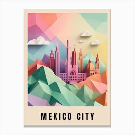 Mexico City Travel Poster Low Poly (14) Canvas Print