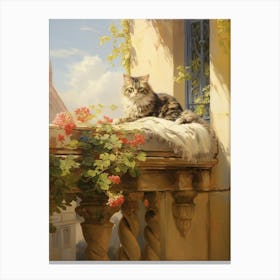 Cat Lounging In The Sun Rococo Style Canvas Print