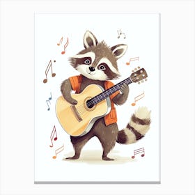 Raccoon With Guitar Illustration 5 Canvas Print