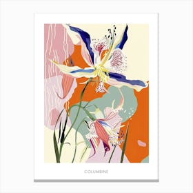 Colourful Flower Illustration Poster Columbine 3 Canvas Print