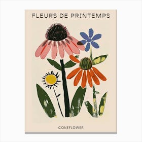 Spring Floral French Poster  Coneflower Canvas Print
