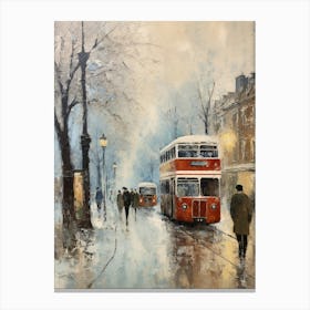 Vintage Winter Painting London England 4 Canvas Print