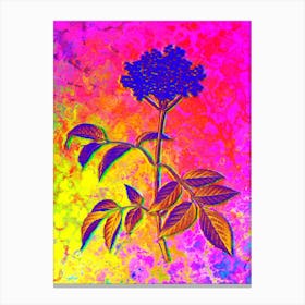 Elderflower Tree Botanical in Acid Neon Pink Green and Blue n.0298 Canvas Print