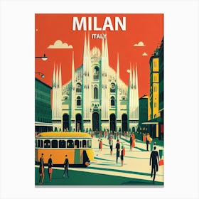 Milan Italy Retro Canvas Print