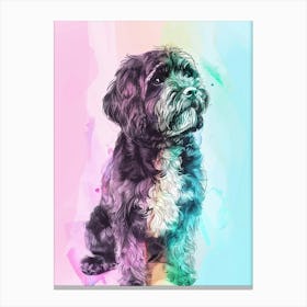 Portuguese Water Dog Dog Pastel Line Illustration 2 Canvas Print