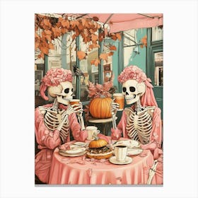 Skeletons At The Cafe Canvas Print