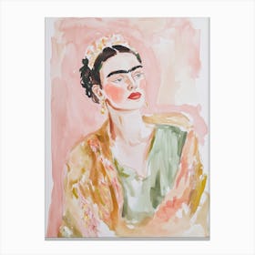 Frida Aquarell Malerei, Pastel boho Style Canvas Print