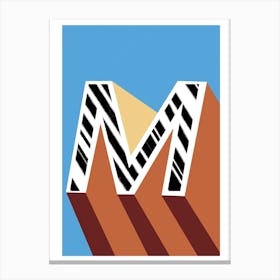 M Geometric Font Canvas Print