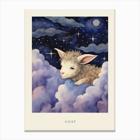 Baby Goat Sleeping In The Clouds Nursery Poster Canvas Print