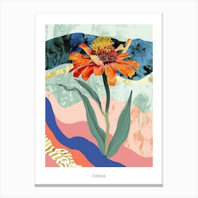 Colourful Flower Illustration Poster Zinnia 4 Canvas Print