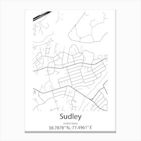 Sudley,United States Minimalist Map Canvas Print