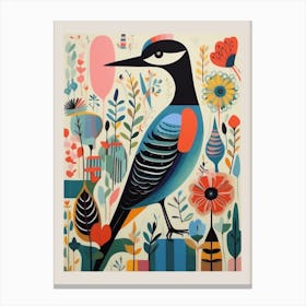 Colourful Scandi Bird Common Loon 2 Canvas Print