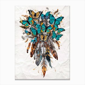 Feathers And Butterflies 1 Canvas Print