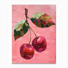 Disco Ball Cherry Cherries Mosaic Painting Kitchen Canvas Print