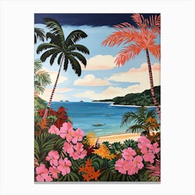 Half Moon Bay, Antigua, Matisse And Rousseau Style 3 Canvas Print