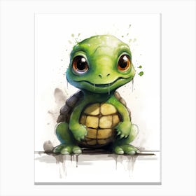 Cute Turtle watercolor illustration Canvas Print
