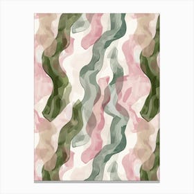 Pink And Green Wavy Pattern Canvas Print