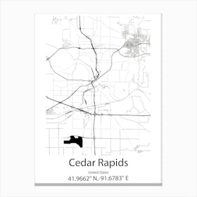 Cedar Rapids,United States Minimalist Map 1 Canvas Print