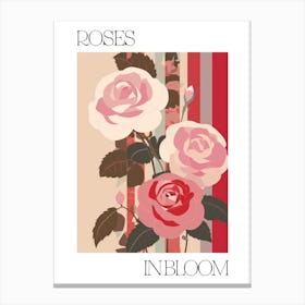 Roses In Bloom Flowers Bold Illustration 2 Canvas Print