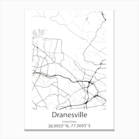 Dranesville,United States Minimalist Map 1 Canvas Print