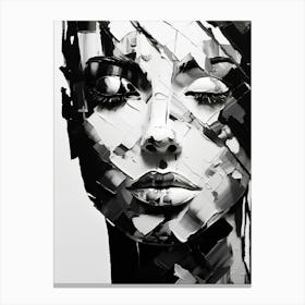 Fractured Identity Abstract Black And White 8 Canvas Print