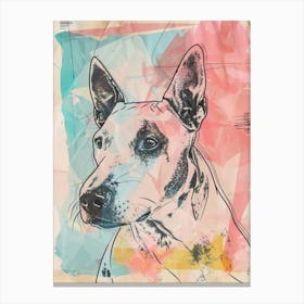 Bull Terrier Dog Pastel Line Watercolour Illustration  4 Canvas Print