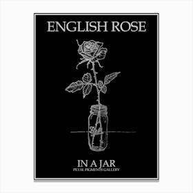 English Rose In A Jar Line Drawing 4 Poster Inverted Canvas Print