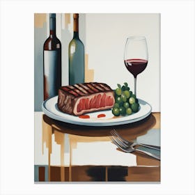 Steak And Wine 1 Canvas Print