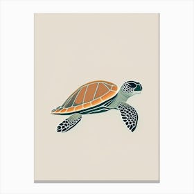 Loggerhead Sea Turtle (Caretta Caretta), Sea Turtle Retro Minimal 2 Canvas Print
