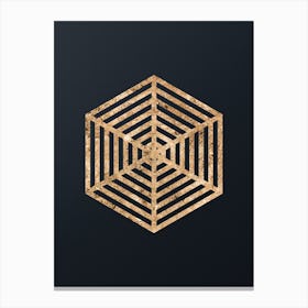 Abstract Geometric Gold Glyph on Dark Teal n.0401 Canvas Print