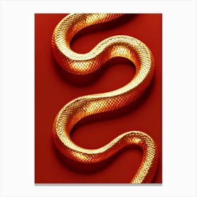 A Golden Snake On An Isolated Red Background Leinwandbild