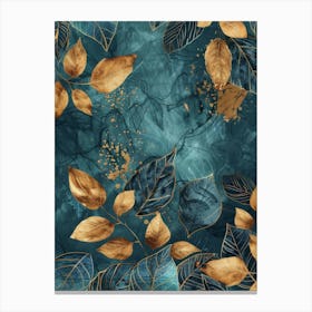 Autumn Leaves On A Blue Background 2 Canvas Print