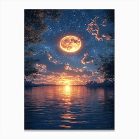 Full Moon Over Water 12 Canvas Print