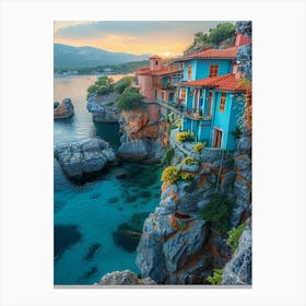 Colorful Houses On The Cliffs Canvas Print