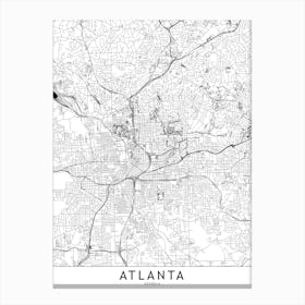 Atlanta White Map Canvas Print