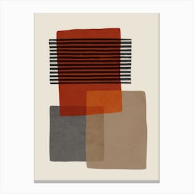 Rust Gray Beige Black Lines Abstract Canvas Print