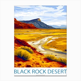 Black Rock Desert Nevada Print Playa Landscape Art Nevada Wilderness Wall Decor American Desert Illustration Unique Terrain Artwork Canvas Print