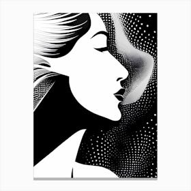 Modern Black And White Silhouette Of A Woman Canvas Print