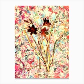 Impressionist Daylily Botanical Painting in Blush Pink and Gold Canvas Print