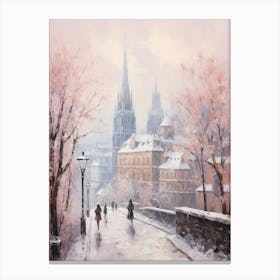 Dreamy Winter Painting Cologne France 3 Canvas Print