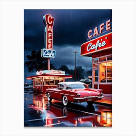 Cafe At Night Canvas Print