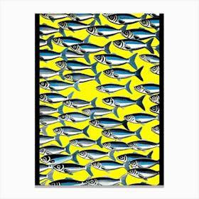 Sardines On Yellow Canvas Print
