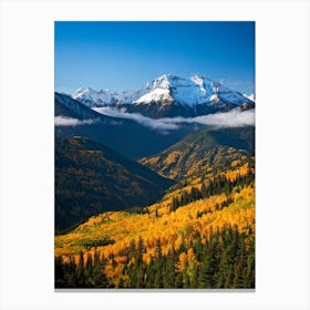 Alpine Landscape Unfurls Across Panoramic Canvas Autumn Colors Drape The Mountain Slopes Fiery Map Canvas Print