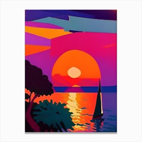 Lake Sunrise Geometric Canvas Print